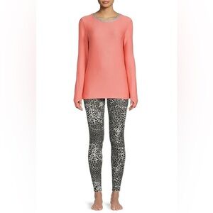 ClimateRight by Cuddl Duds Women Pink Coral Animal Print Pajamas Size Large